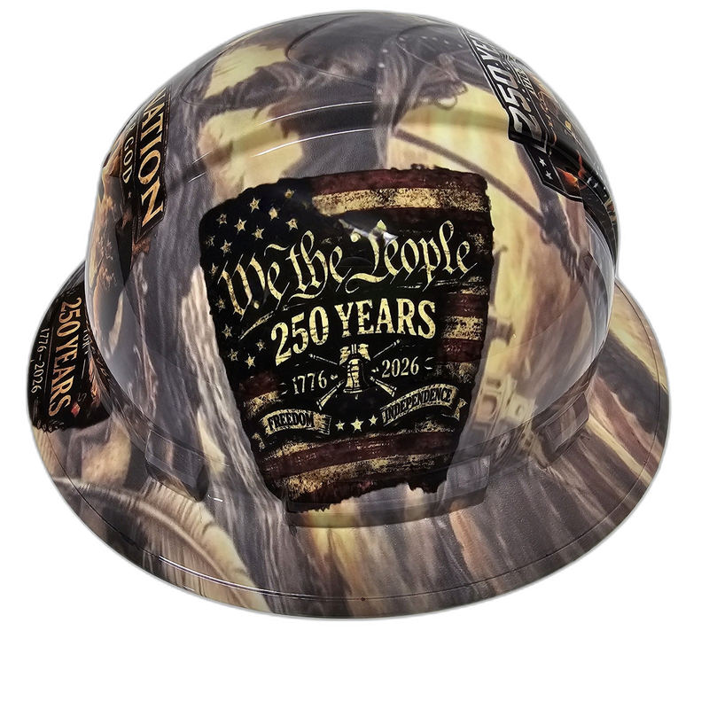 America 250 Years Patriotic Art hard hat right side view