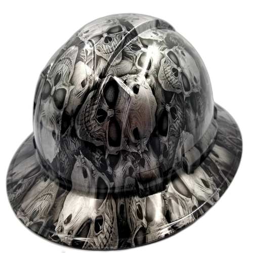 Demonic Skulls Art Custom Hydro Dipped Full Brim Hard Hat - Back View