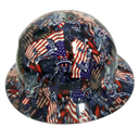Skully American Magic Carpet Ride Custom Hydro Dipped Full Brim Hard Hat - Back View