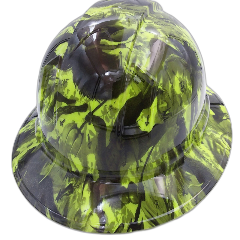 Neon Lime Demon Hunter Gothic hard hat back view