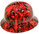 Candy Radioactive Red Ace Of Skulls Custom Hydro Dipped Full Brim Hard Hat - Back View
