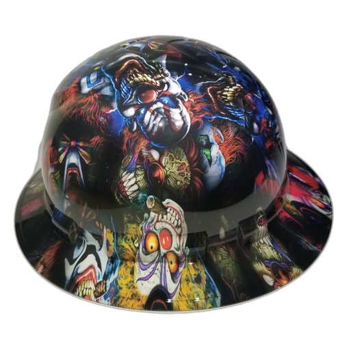 Big Bad Boss Man Clowns Custom Hydro Dipped Full Brim Hard Hat - Back View