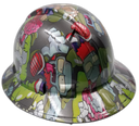 Comic Book Zombie Squad Custom Hydro Dipped Full Brim Hard Hat - Back View