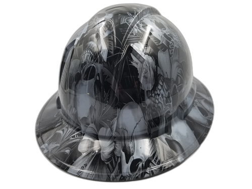 Paradise Lost Skulls Gunmetal Custom Hydro Dipped Full Brim Hard Hat - Back View