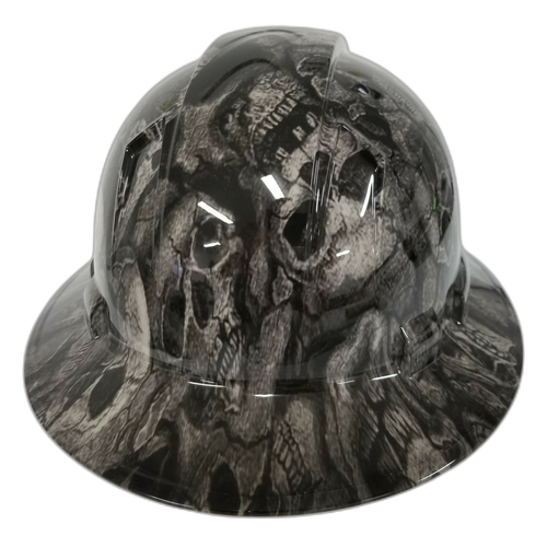Devils Canyon Skull Camo Custom Hydro Dipped Full Brim Hard Hat - Back View