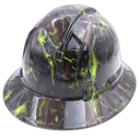 Dark Raiser Skulls Green Custom Hydro Dipped Full Brim Hard Hat - Back View