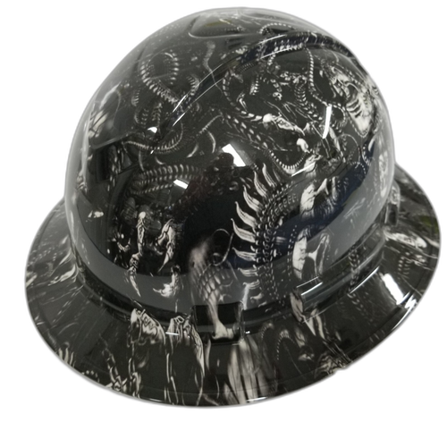 Chained Gods Skulls Chains Custom Hydro Dipped Full Brim Hard Hat - Back View