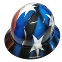 True Embroidered American Flag Realist Custom Hydro Dipped Full Brim Hard Hat - Back View