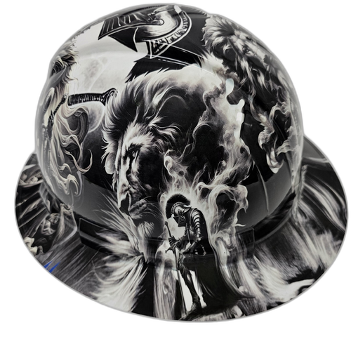 Warriors Of Christ Christianity Jesus Custom Hydro Dipped Full Brim Hard Hat - Back View