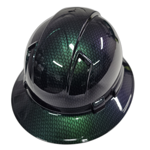 Chameleon Flip Flop Carbon Fiber Custom Hydro Dipped Full Brim Hard Hat - Back View