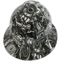Hot Rod Drift Missile Sticker Bomb Custom Hydro Dipped Full Brim Hard Hat - Back View