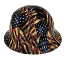 American Carbon Fiber USA Flags Custom Hydro Dipped Full Brim Hard Hat - Back View