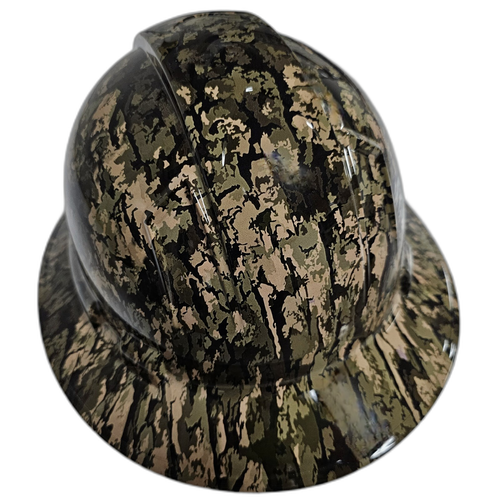 Bottomland True Bark Camo Custom Hydro Dipped Full Brim Hard Hat - Back View