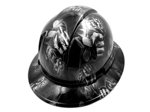 You're Next Skulls Custom Hydro Dipped Full Brim Hard Hat - Right Side View
