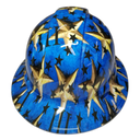 3 Percenteer Logo Patriotic Stars Custom Hydro Dipped Full Brim Hard Hat - Back View