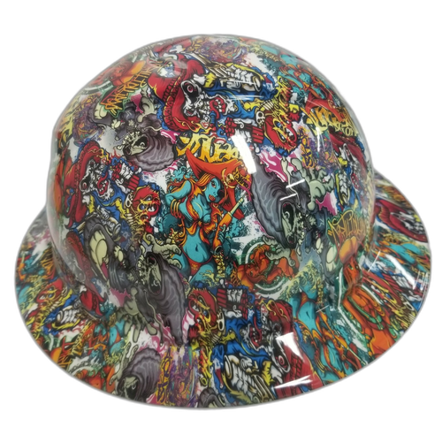 Pirate Booty Camo Custom Hydro Dipped Full Brim Hard Hat - Back View