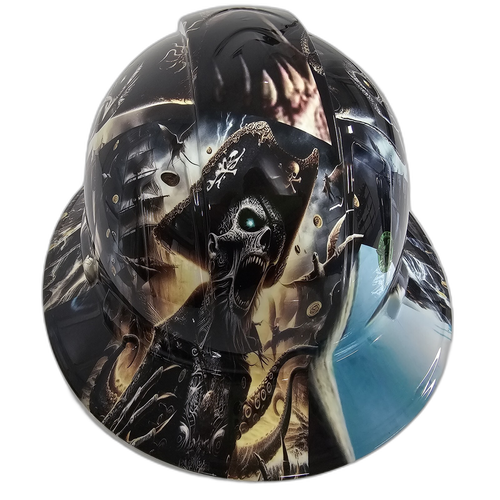 Pirates Of The Dead Sea Angry Pirate Custom Hydro Dipped Full Brim Hard Hat - Back View