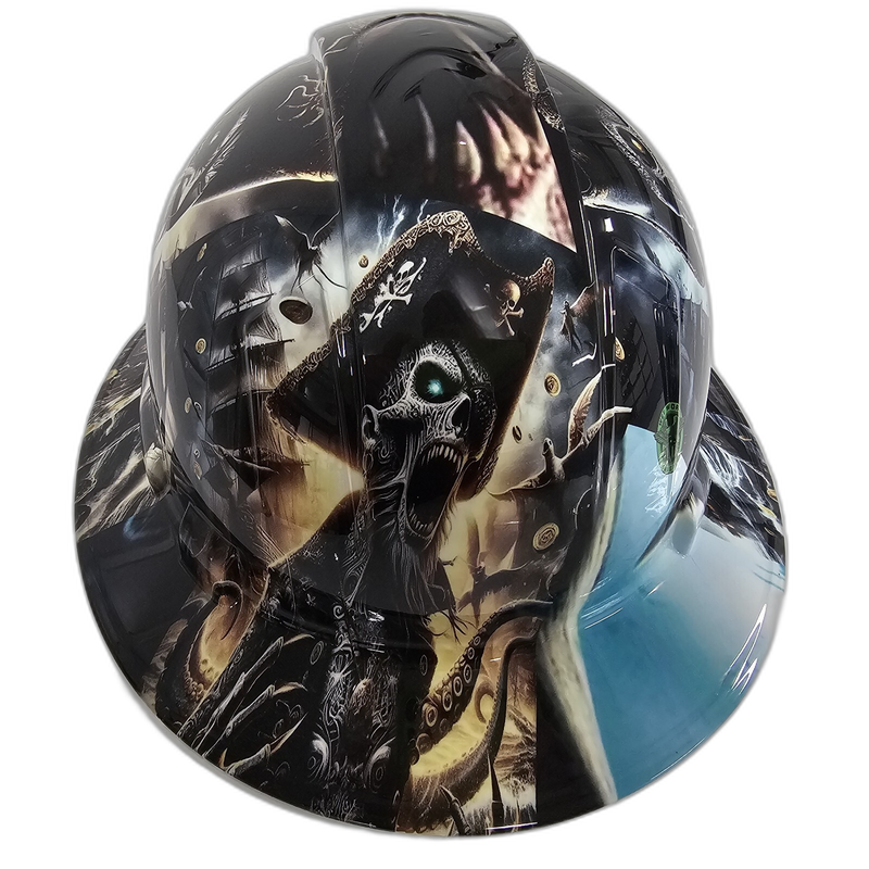 Pirate Skull & Ghost Ship hard hat back view