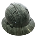Driftwood Woodgrain Pattern Custom Hydro Dipped Full Brim Hard Hat - Back View