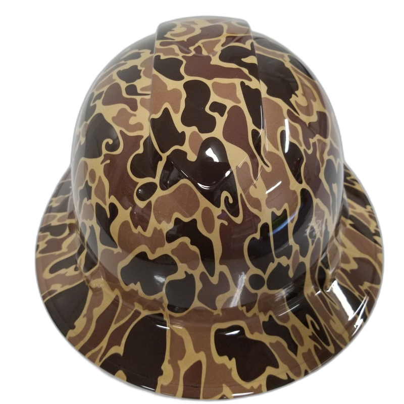 Old School Duck Hunting Camo hard hat back view