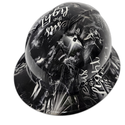 Jesus Loving Arms Light Of The World Custom Hydro Dipped Full Brim Hard Hat - Back View
