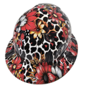 Red Daisey Leopard Beebop Custom Hydro Dipped Full Brim Hard Hat - Back View