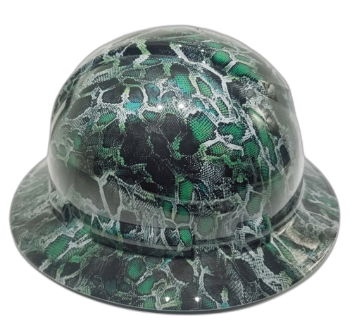 Super Snake Skin Custom Hydro Dipped Full Brim Hard Hat - Back View