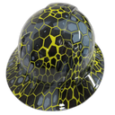 Hectick Camo Abstract Urban Design Custom Hydro Dipped Full Brim Hard Hat - Back View