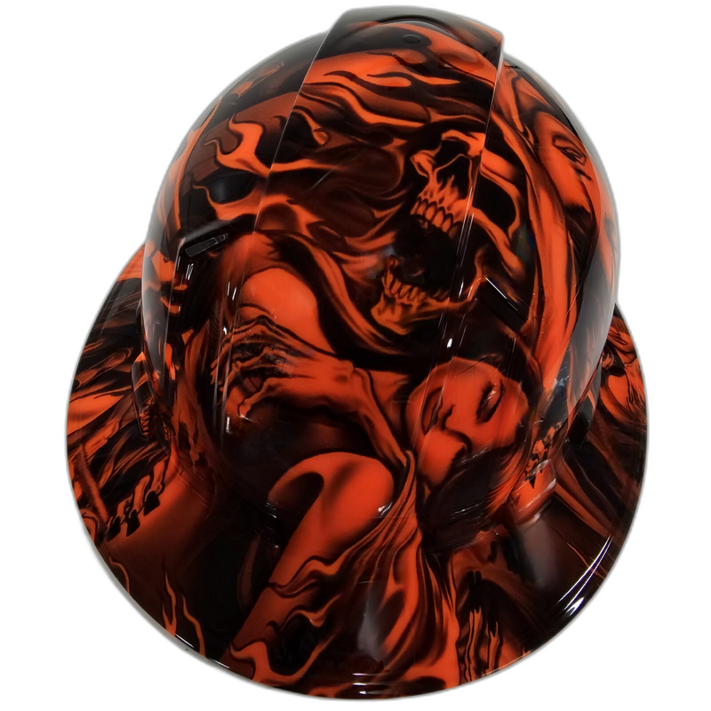 Hi-Vis Orange Skull Reaper hard hat back view