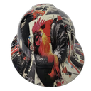 Sirena Pop Art Big Cock Collage Custom Hydro Dipped Full Brim Hard Hat - Back View