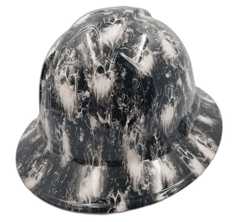 White Phantom Smoke Skulls hard hat back view