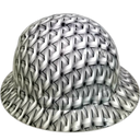 White Acid Trip Geometric Camo Custom Hydro Dipped Full Brim Hard Hat - Back View