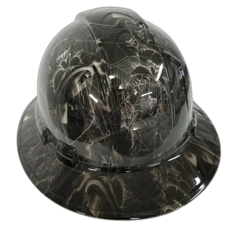 Gothic Skull Spider Web hard hat back view