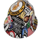 Bold Construction Sticker Bomb Custom Hydro Dipped Full Brim Hard Hat - Back View