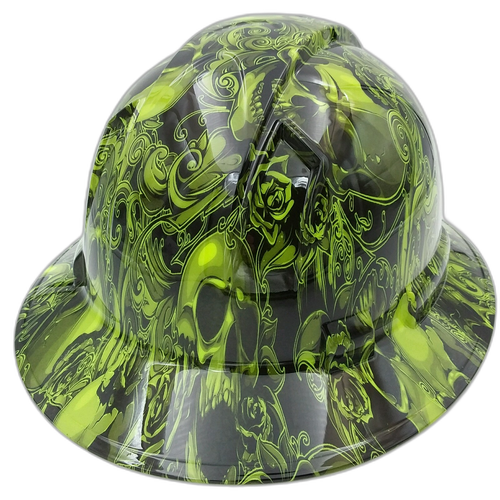 Skulls N Roses Custom Hydro Dipped Full Brim Hard Hat - Back View