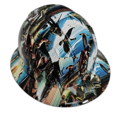 American Sportsman Fishing Hunting Custom Hydro Dipped Full Brim Hard Hat - Back View