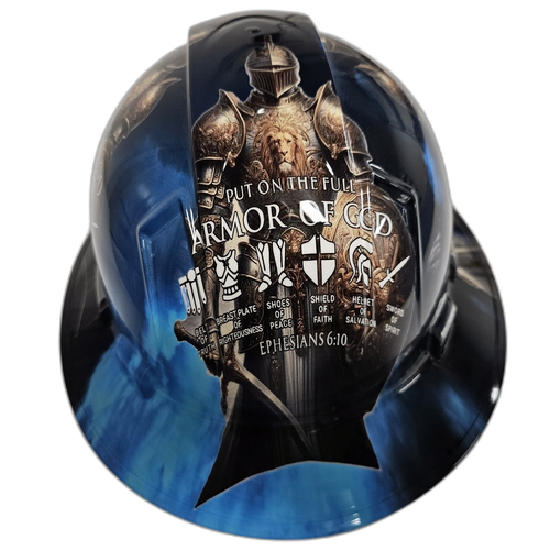 The Full Armor Of God Religious Custom Hydro Dipped Full Brim Hard Hat - Back View