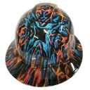Fire And Ice Color Custom Hydro Dipped Full Brim Hard Hat - Back View