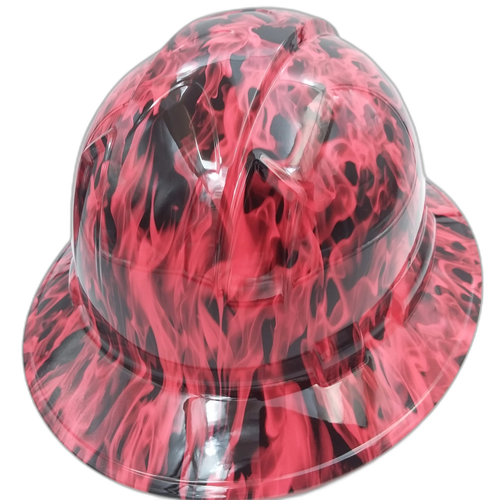 Wicked Fire Hi Vis Pink Custom Hydro Dipped Full Brim Hard Hat - Back View