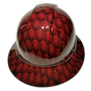 3D Red Hex Carbon Deep 3D Effects Custom Hydro Dipped Full Brim Hard Hat - Back View