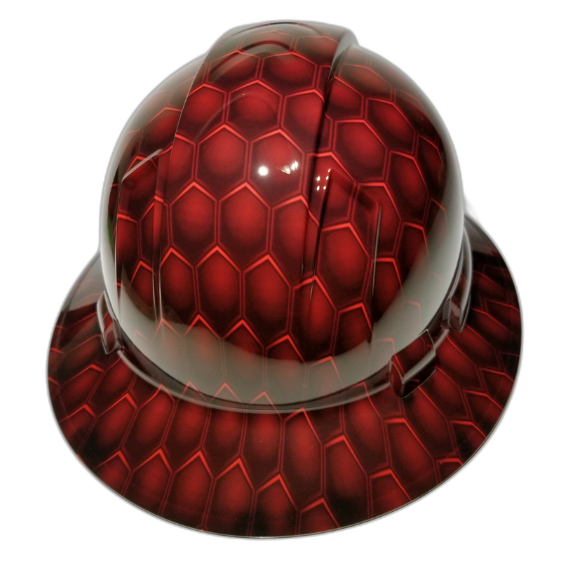 Red 3D Hex Carbon Honeycomb hard hat back view