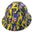 Don'T Tread On Me USA Flag Custom Hydro Dipped Full Brim Hard Hat - Back View