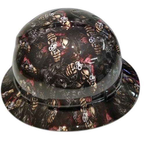Shadow Assassin Art Custom Hydro Dipped Full Brim Hard Hat - Back View