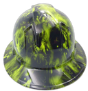 Lime Green Hades Custom Hydro Dipped Full Brim Hard Hat - Back View