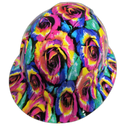 Tye Dyed Roses Custom Hydro Dipped Full Brim Hard Hat - Back View