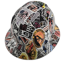 Oil Field Extreme Sticker Bomb Custom Hydro Dipped Full Brim Hard Hat - Back View