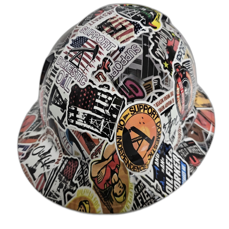 Oil Field Roughneck Sticker Bomb hard hat back view