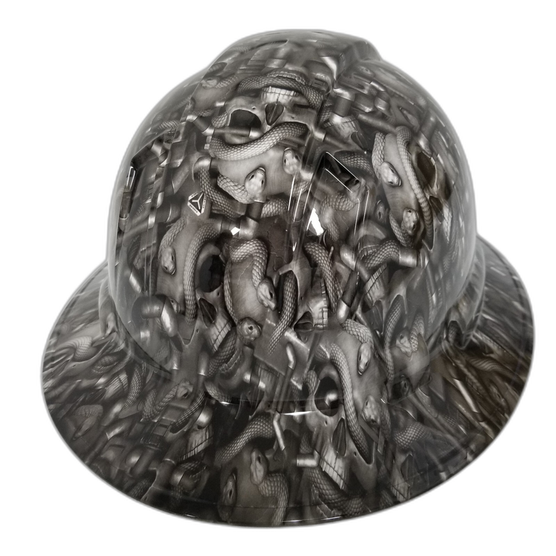Silver Skulls and Snakes Gothic hard hat back view