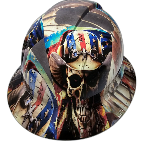 American Cowboys Cowboy Riders Custom Hydro Dipped Full Brim Hard Hat - Back View