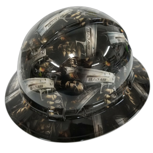 Full Color Bold Reaper Custom Hydro Dipped Full Brim Hard Hat - Back View